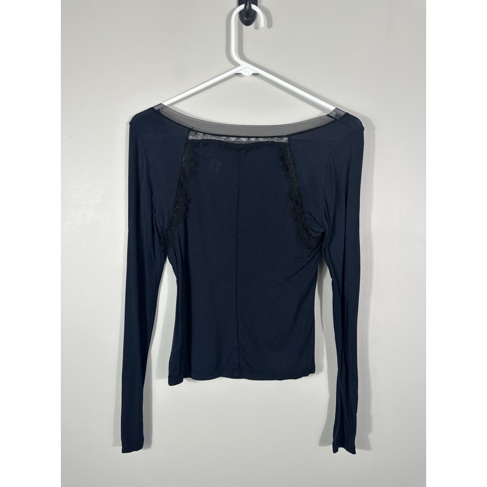 Intimately Free People Top‎ Womens Small Black Blue Modal Lace Whimsigoth Grunge - Picture 2 of 13